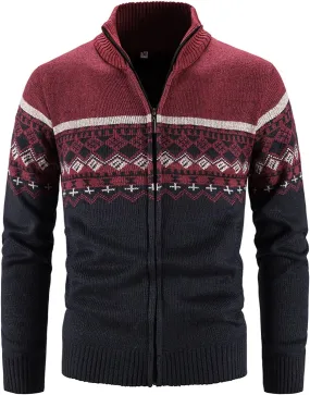 BIFUTON Mens Cardigan Sweater,Men's Soft Cardigan Sweater Graphic Knitted Outerwear Fall Winter Stand Collar Work Thick Coats