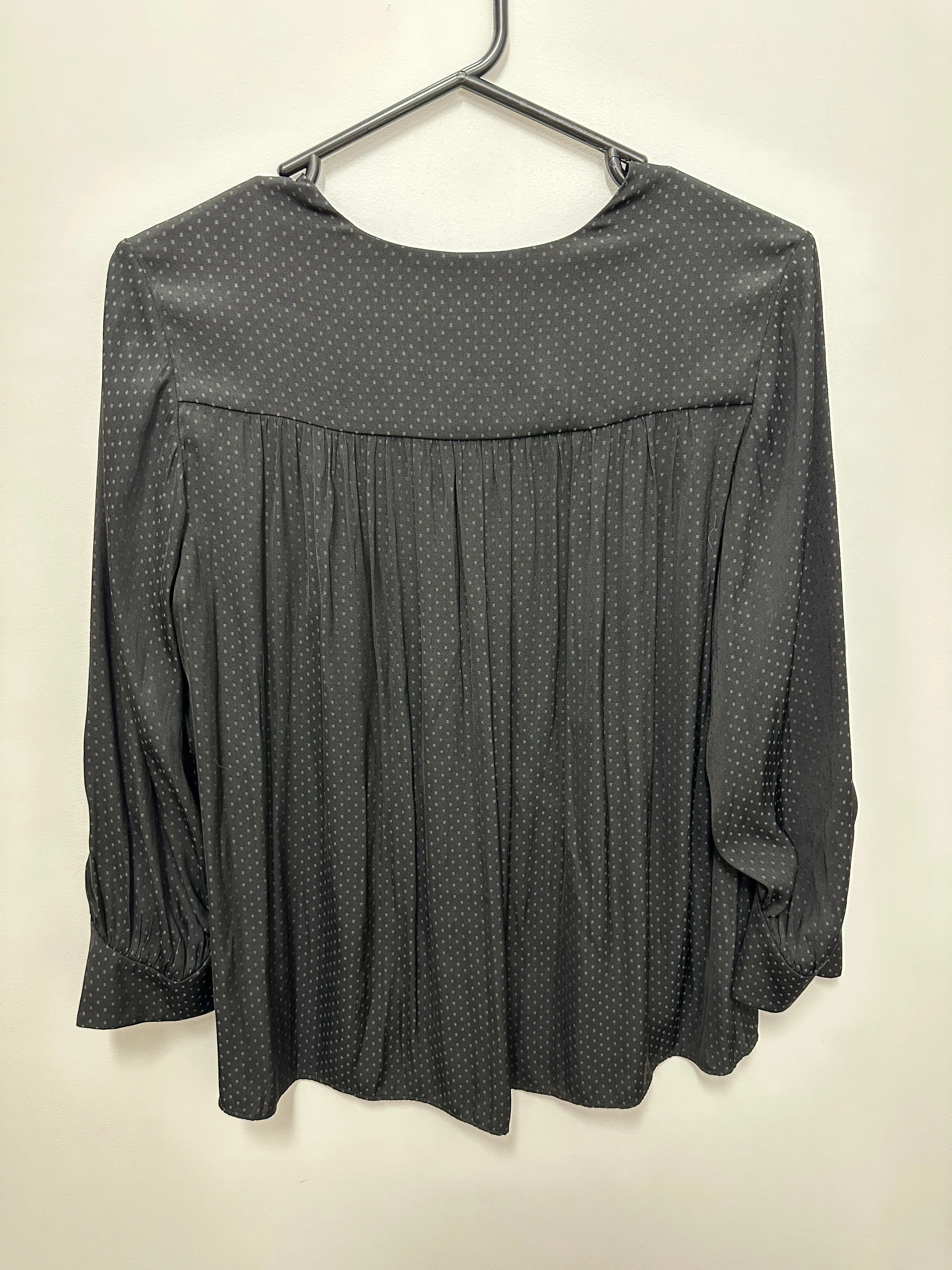 Black Patterned V Neckline Blouse