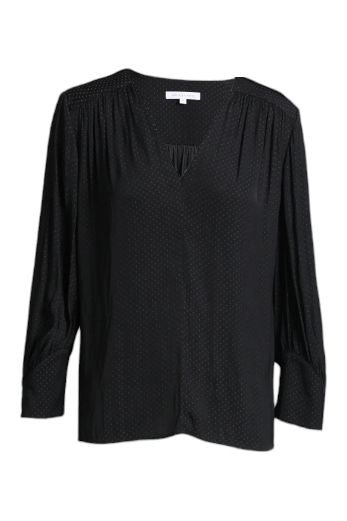 Black Patterned V Neckline Blouse
