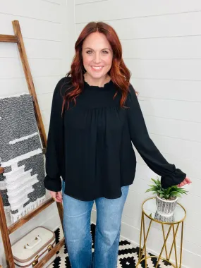 Black Ruffle Edge Blouse