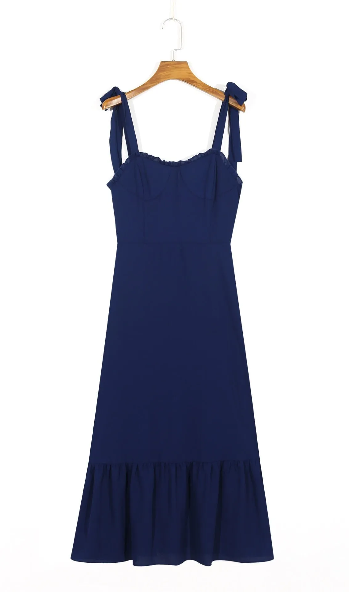 Boho Midi Dress, Strappy Sundress, Blue Sapphire