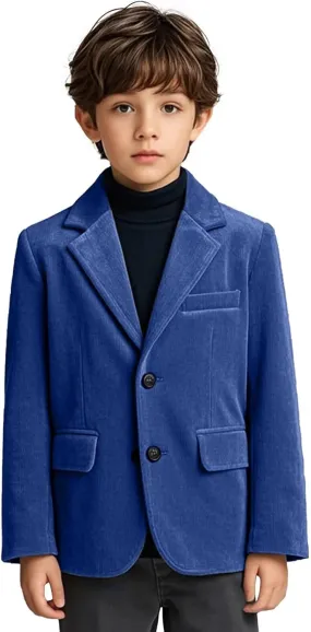 Boys Corduroy Suit Blazer Slim Fit Jacket Formal Coat Classic Notched Lapel Jacket for Boys Wedding Party Prom