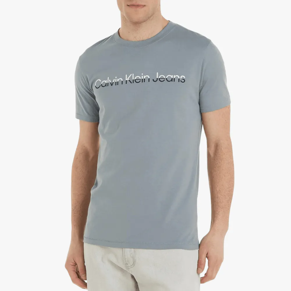 Calvin Klein Mens Ck Mixed Institutional Short Sleeve Tee Grey