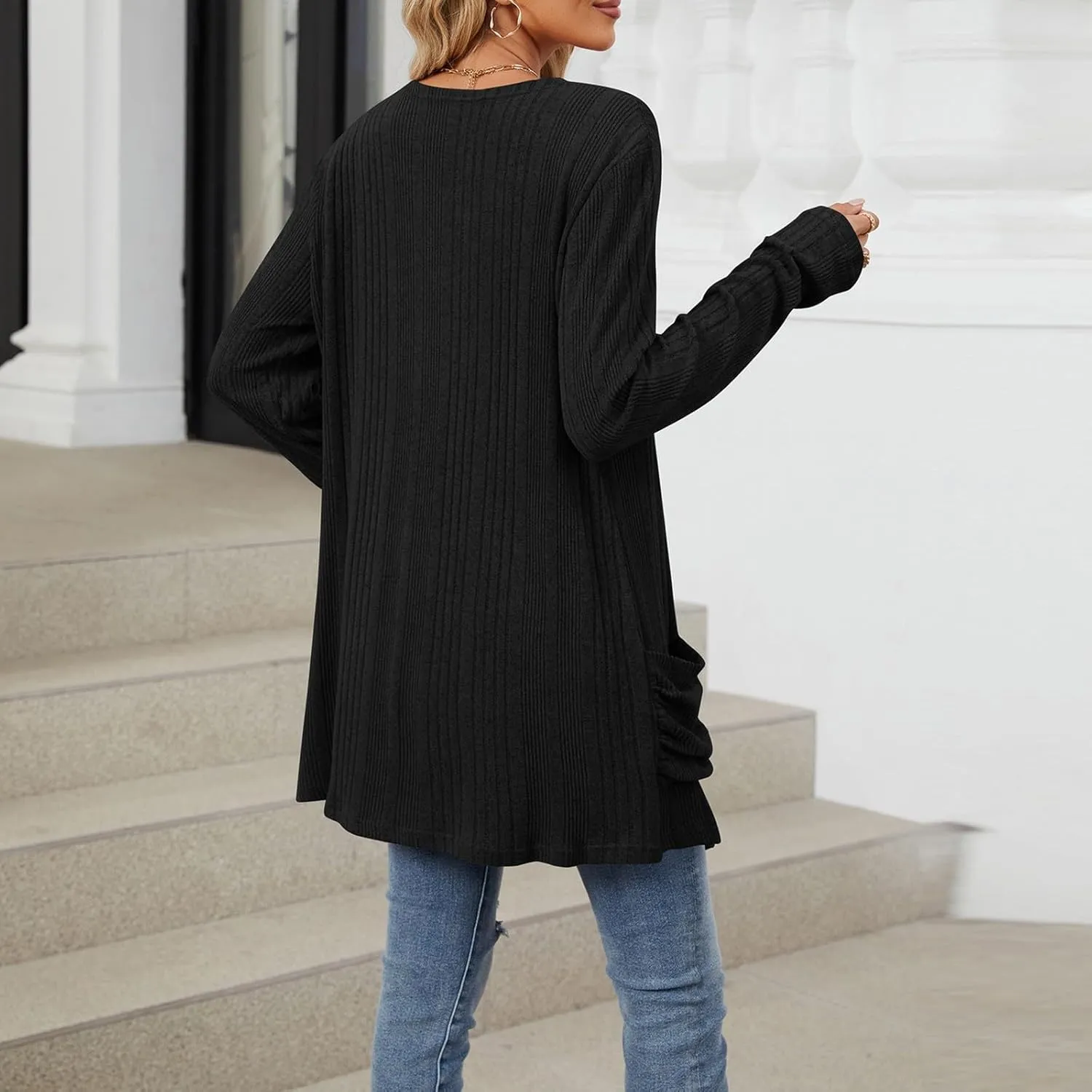 Cardigan Sweaters for Women 2024 Fall Open Front Knit Cardigan Breathable Soft Drape Duster Lightweight Ladies Coat