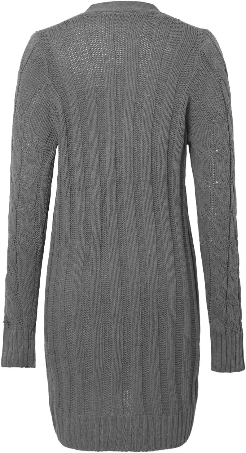 Chunky Knit Long Cardigans for Women Soft Open Front Button Down Sweaters Outerwear Trendy Loose Fall Clothes Coats