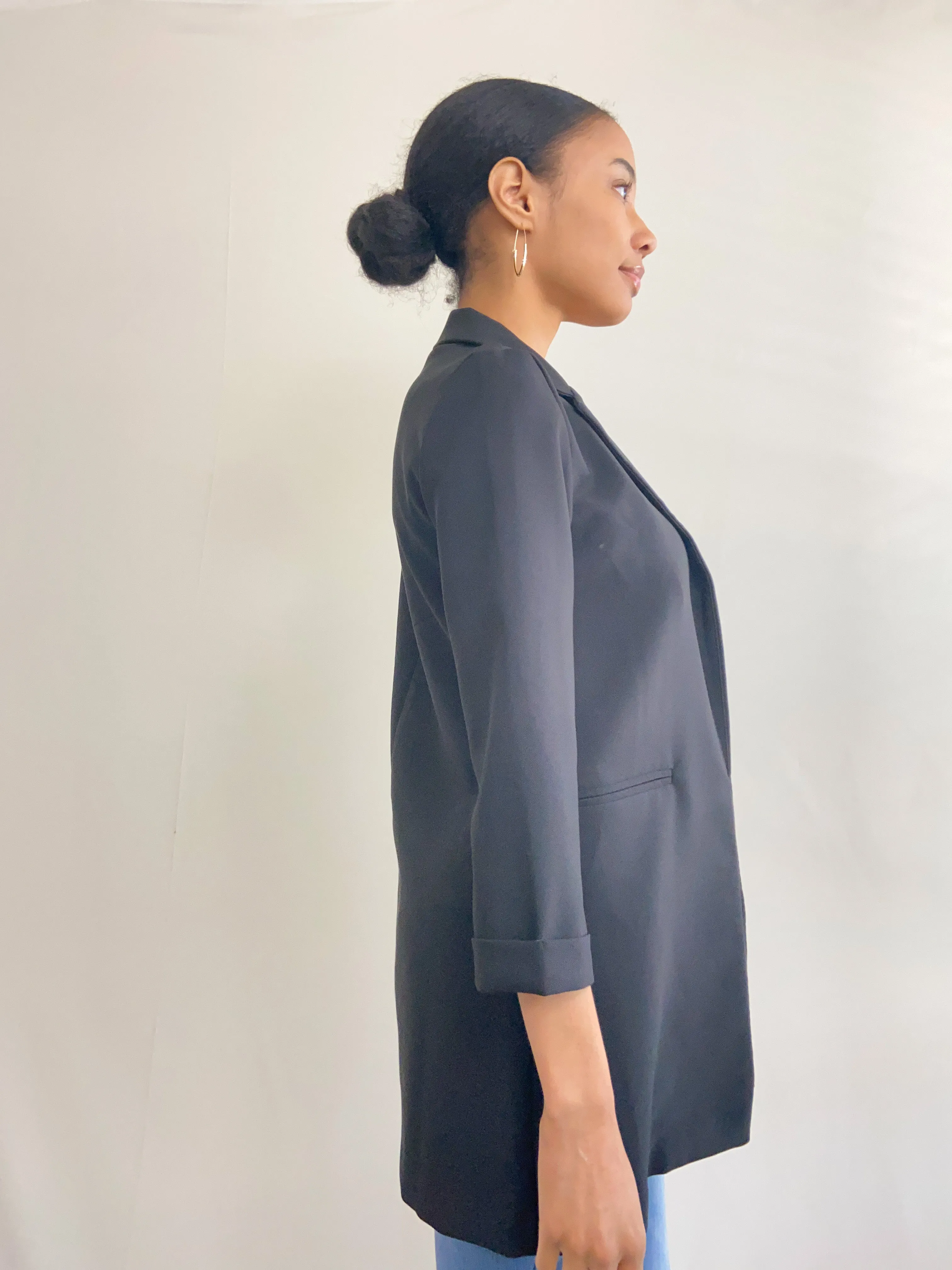 Classic Black Long Blazer