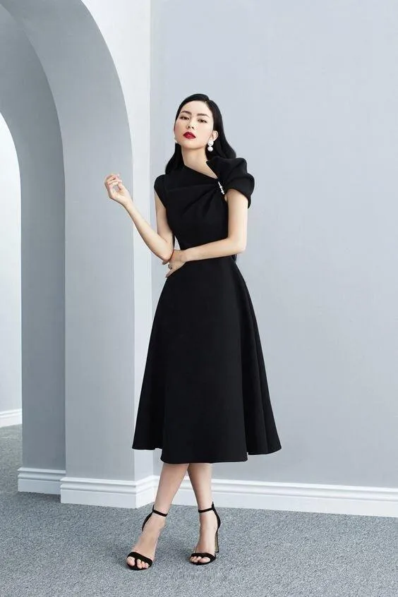 CLAUDE TWIST BOW MIDI DRESS