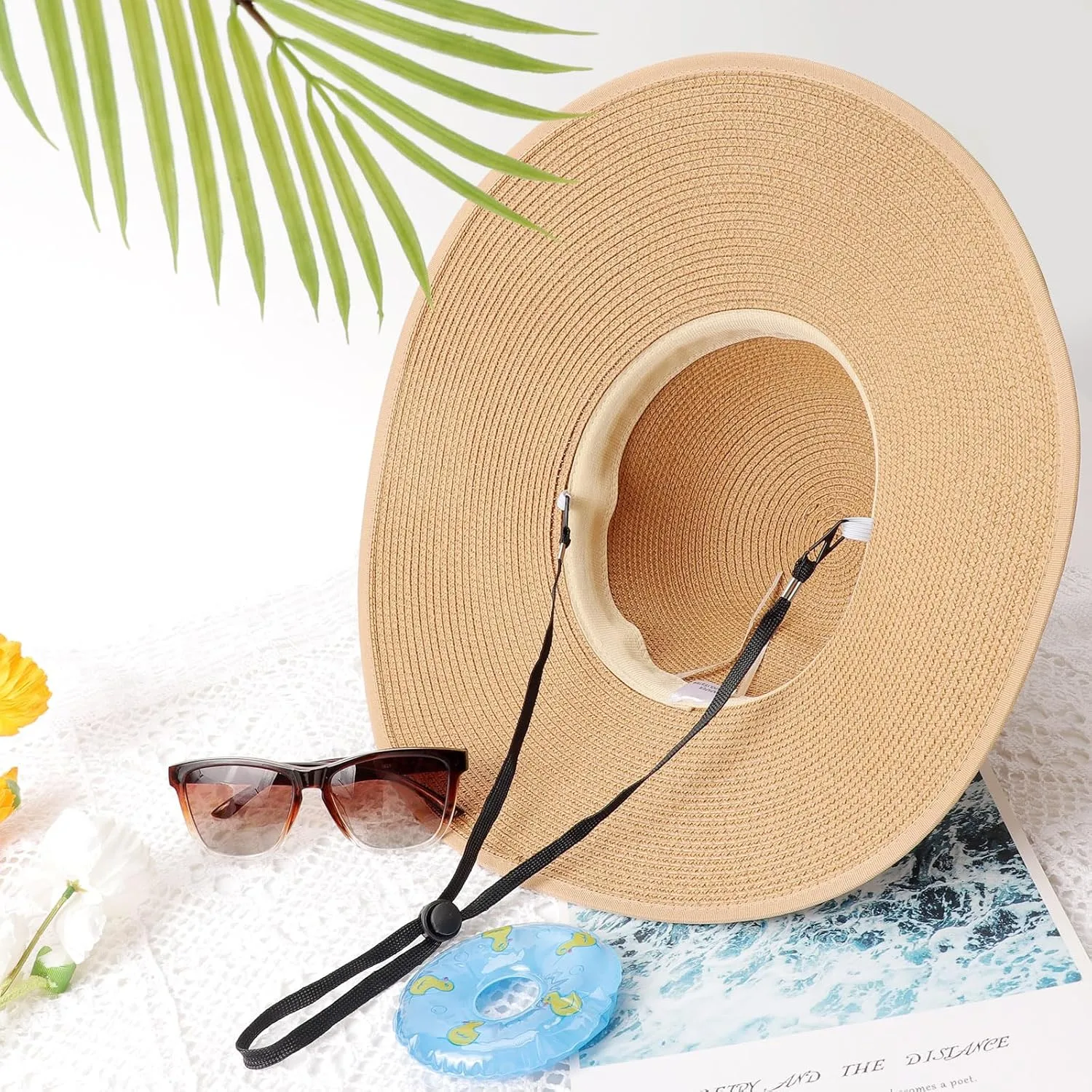 DRESHOW Beach Hats for Women Big Straw Wide Brim Summer Hat Floppy Foldable Roll up Cap Sun Hat UPF 50 