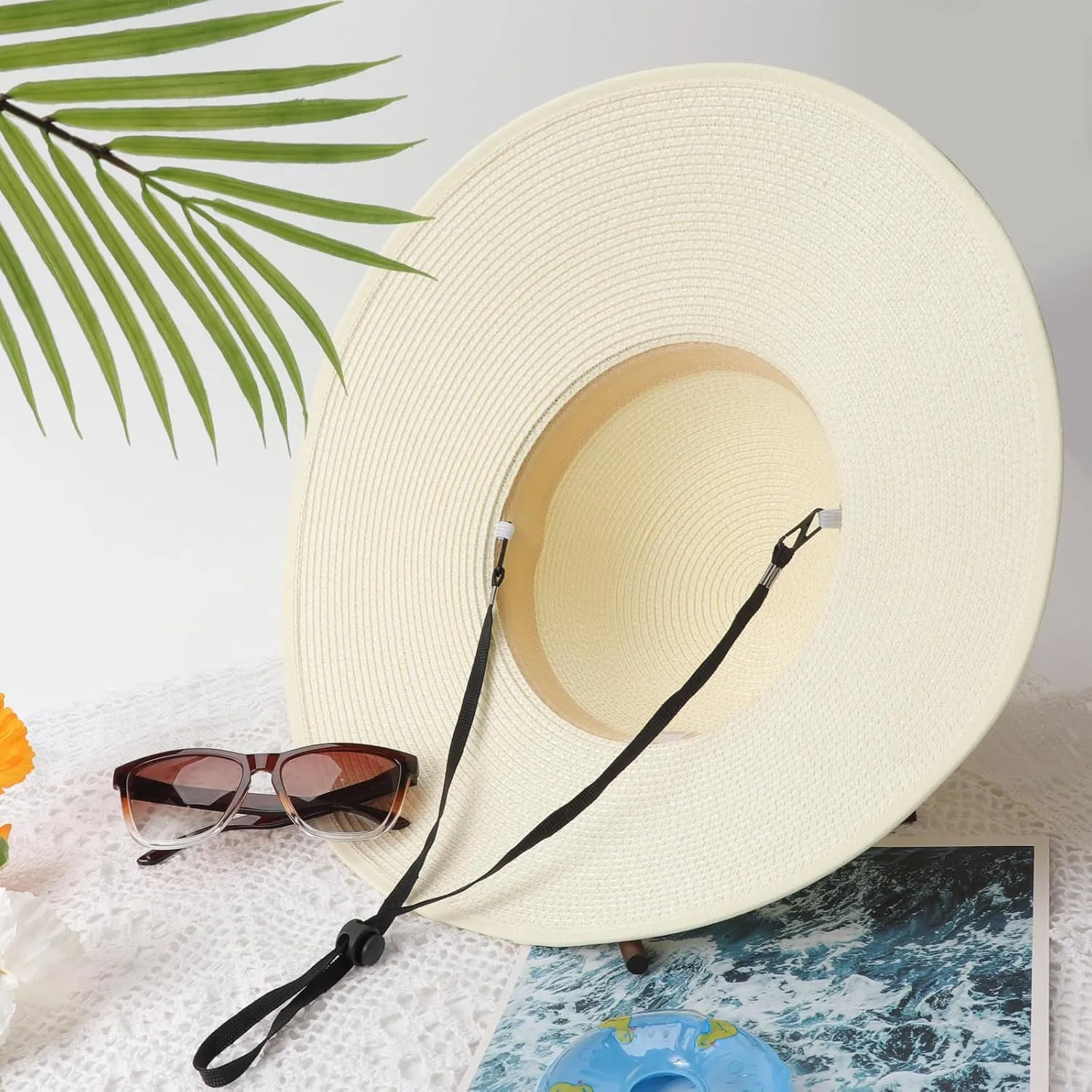 DRESHOW Beach Hats for Women Big Straw Wide Brim Summer Hat Floppy Foldable Roll up Cap Sun Hat UPF 50 
