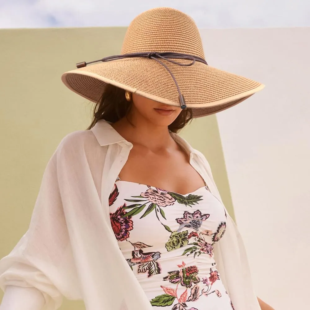 DRESHOW Beach Hats for Women Big Straw Wide Brim Summer Hat Floppy Foldable Roll up Cap Sun Hat UPF 50 