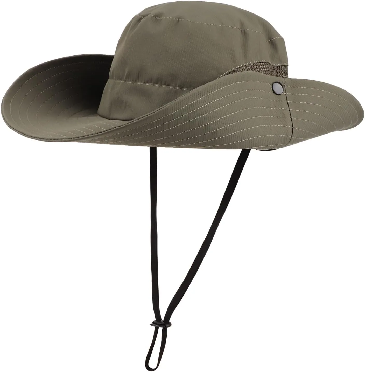 DRESHOW Women Sun Hat Outdoor UV Protection Hat Foldable Mesh Wide Brim Fishing Ponytail Beach Bucket Hats