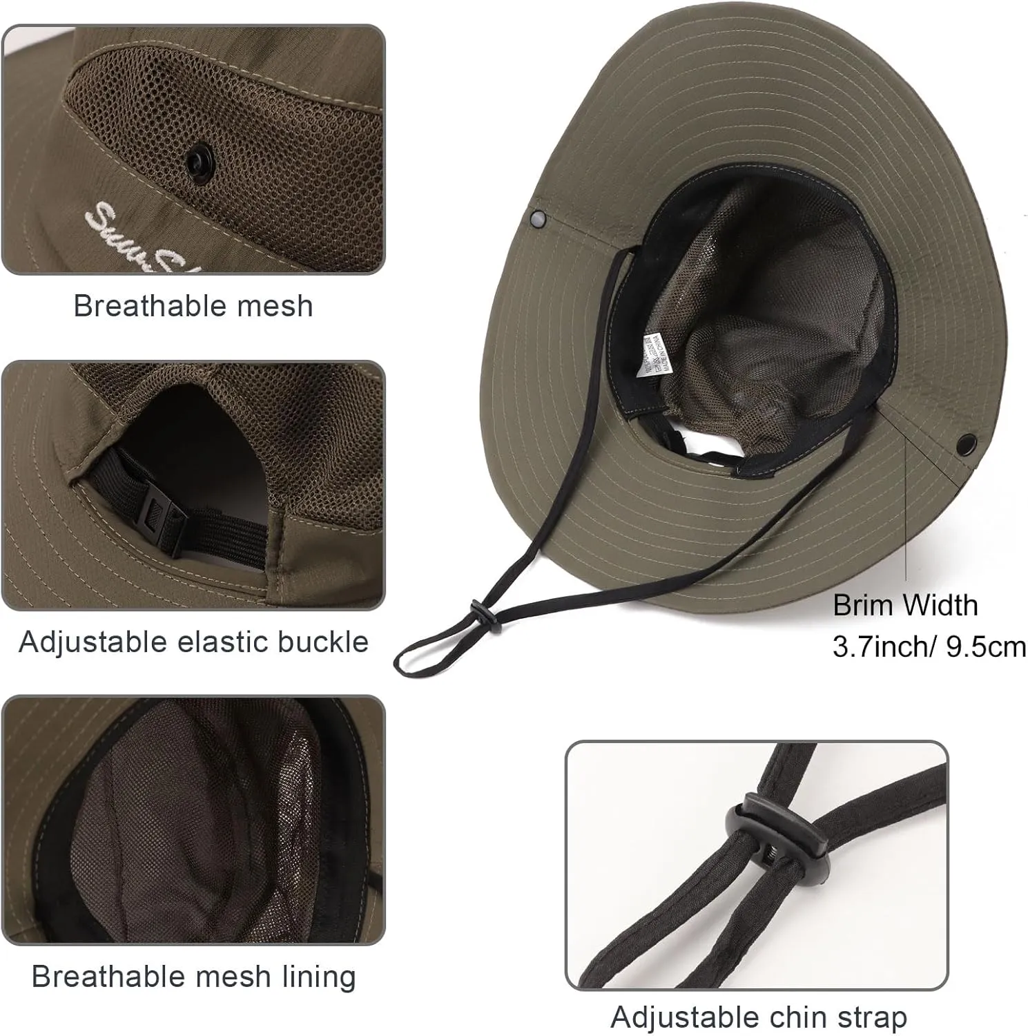 DRESHOW Women Sun Hat Outdoor UV Protection Hat Foldable Mesh Wide Brim Fishing Ponytail Beach Bucket Hats