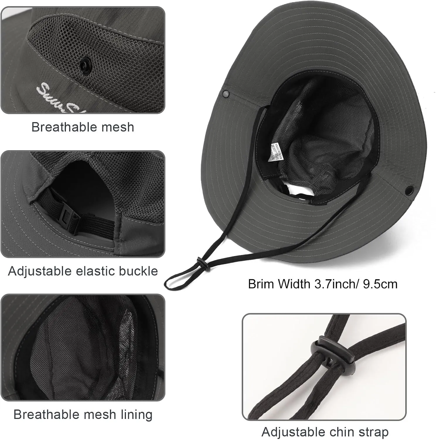 DRESHOW Women Sun Hat Outdoor UV Protection Hat Foldable Mesh Wide Brim Fishing Ponytail Beach Bucket Hats