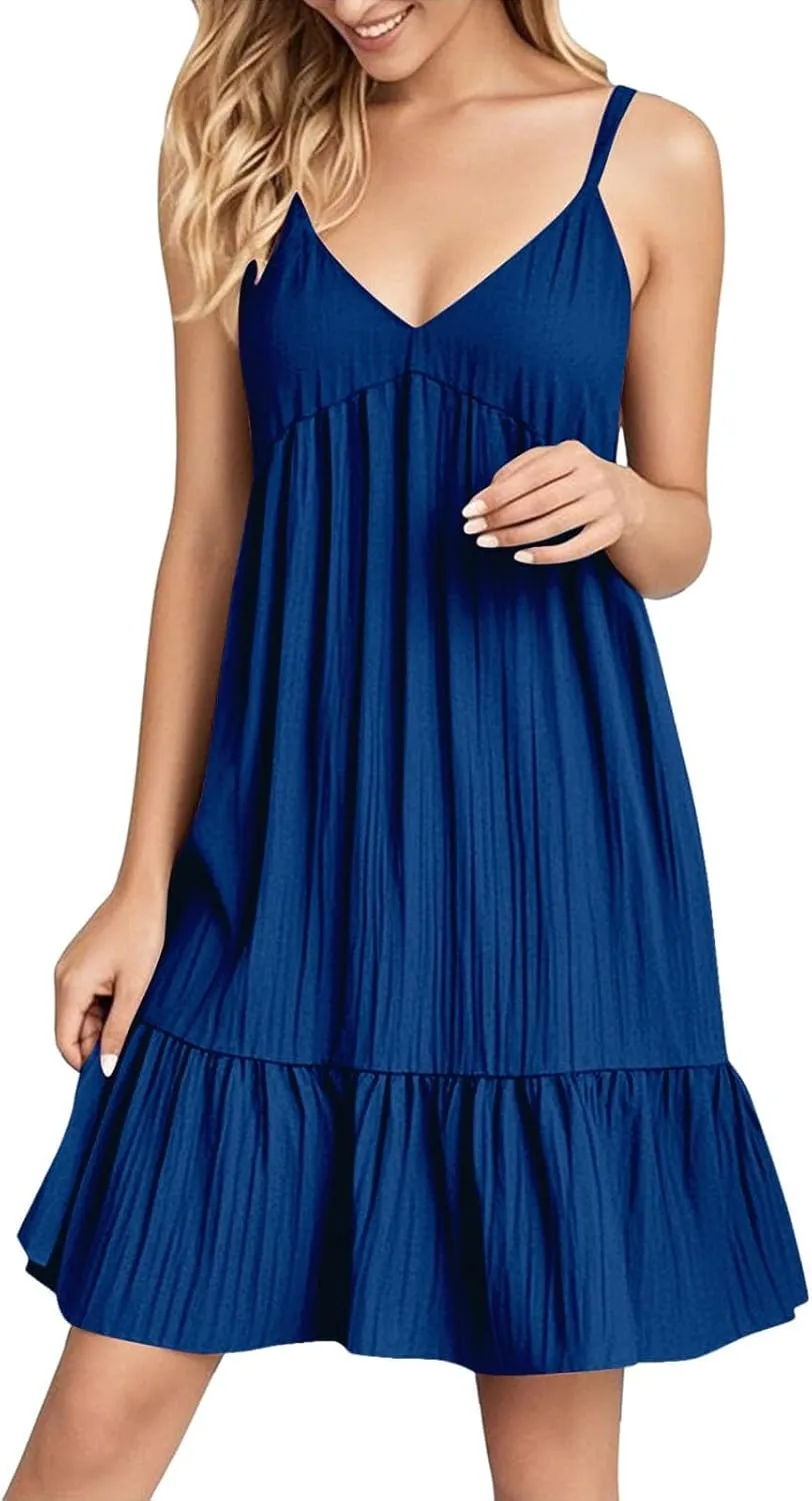 Dresses for Women 2025 Elegant Classy,Women's Elegant Summer Fashionable Solid Color Waist Strap Medium Length Dress