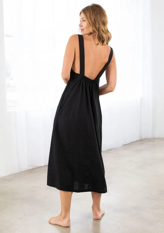 DROP BACK MIDI DRESS