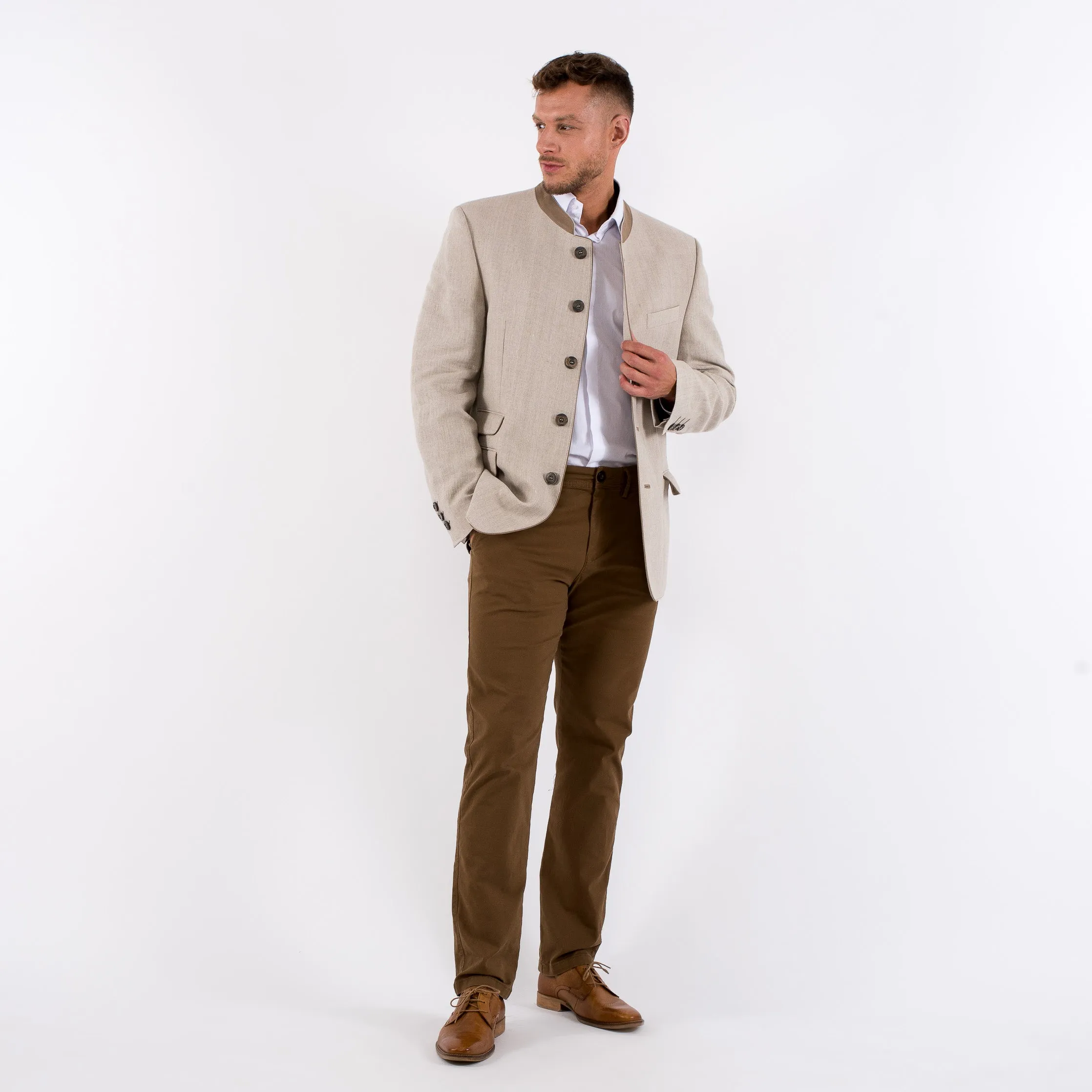 Edward - Classic Austrian Jacket in Beige Linen