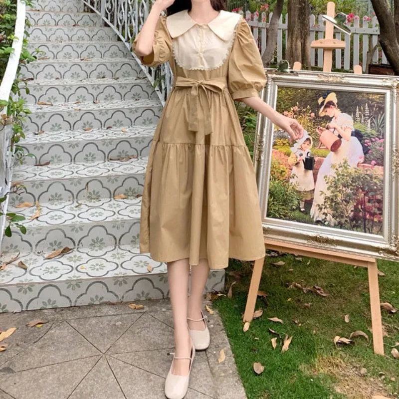 Elegant Vintage Puff Sleeve Dress