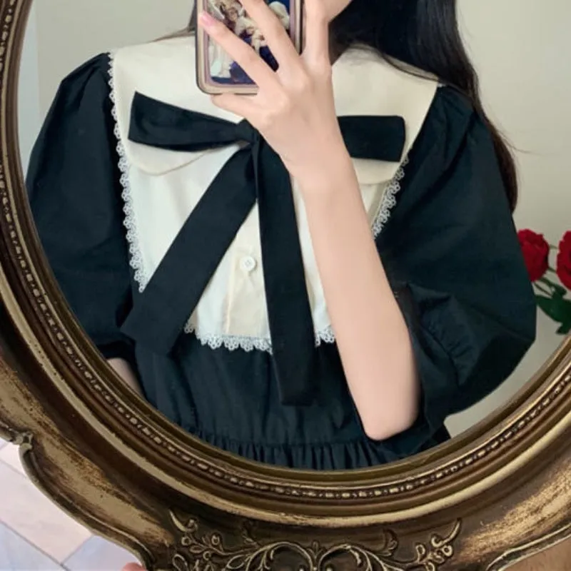 Elegant Vintage Puff Sleeve Dress