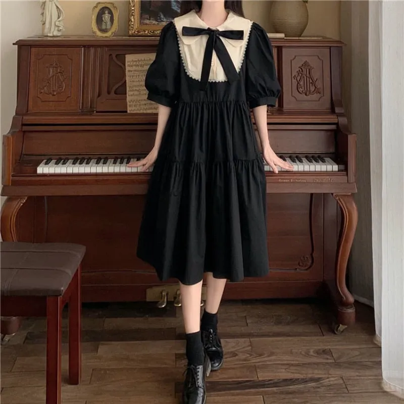 Elegant Vintage Puff Sleeve Dress