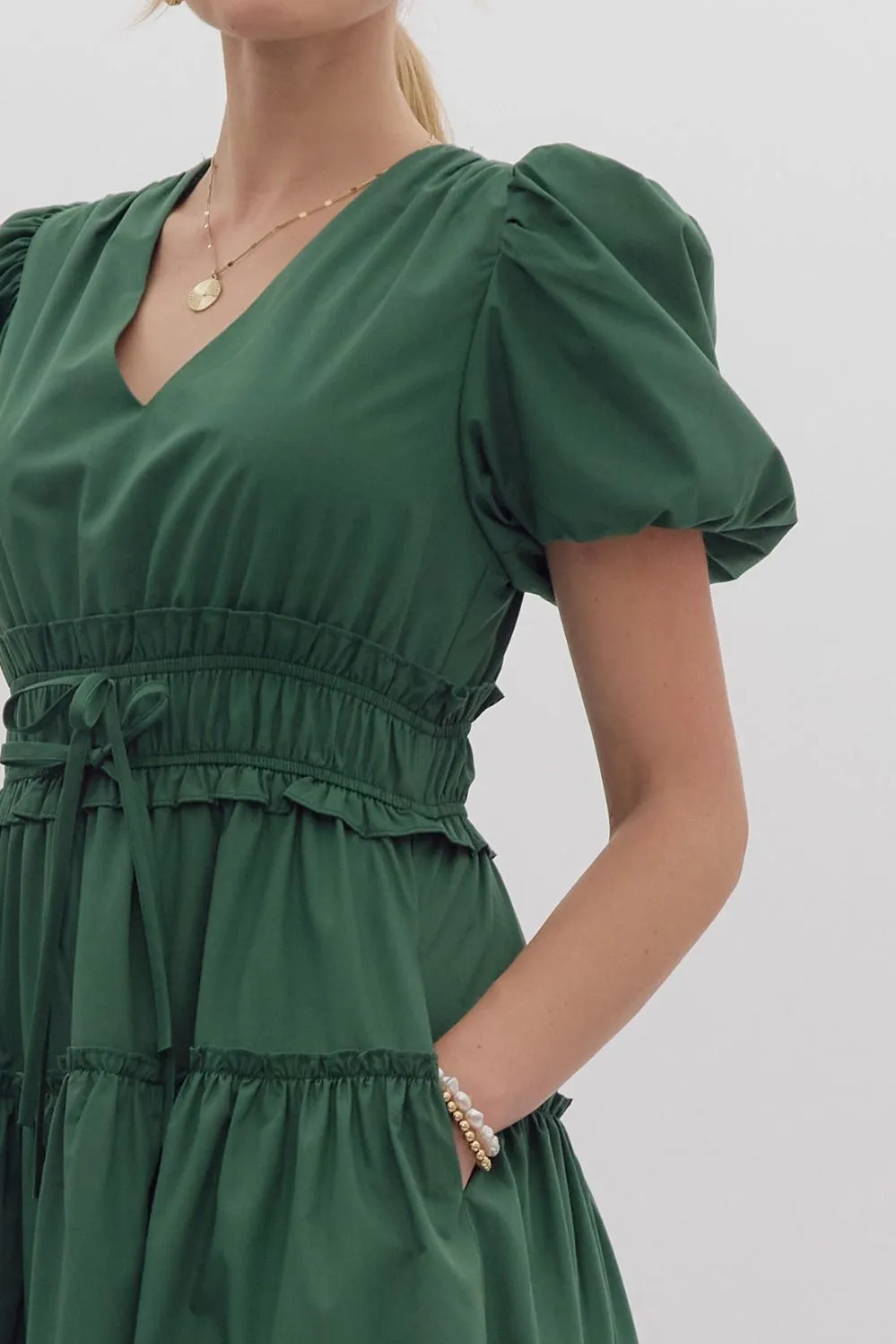 Enchant Me Midi Dress - Hunter Green
