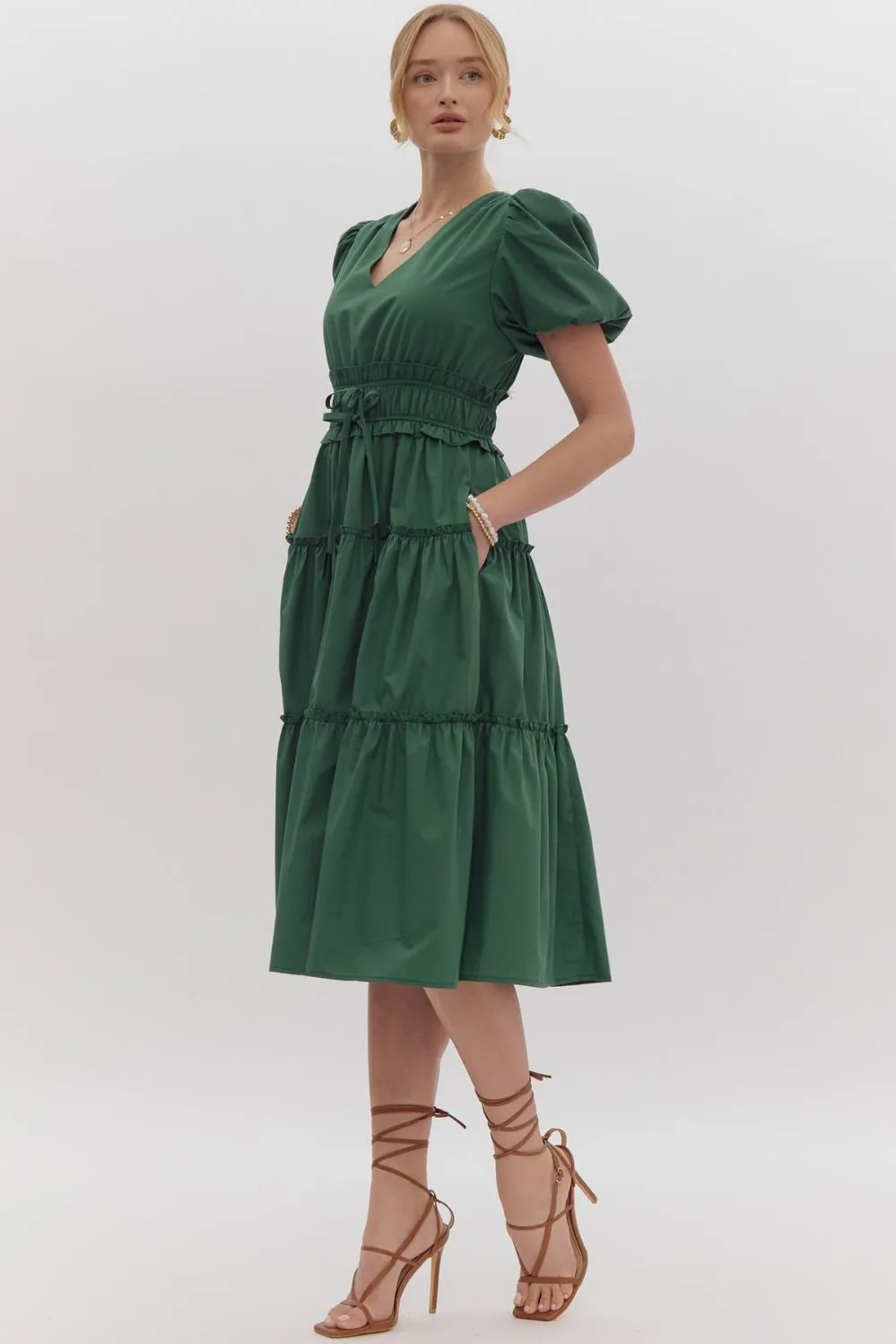 Enchant Me Midi Dress - Hunter Green