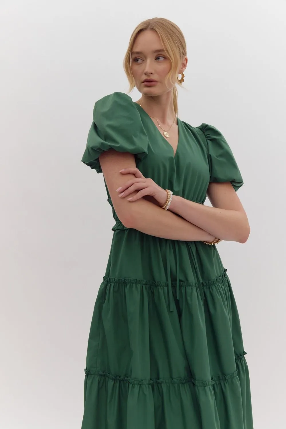 Enchant Me Midi Dress - Hunter Green