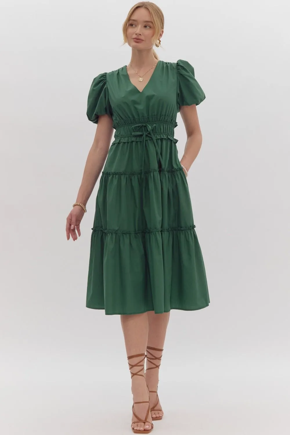 Enchant Me Midi Dress - Hunter Green