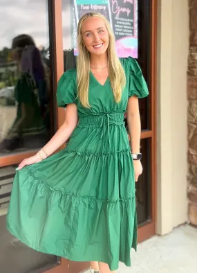 Enchant Me Midi Dress - Hunter Green