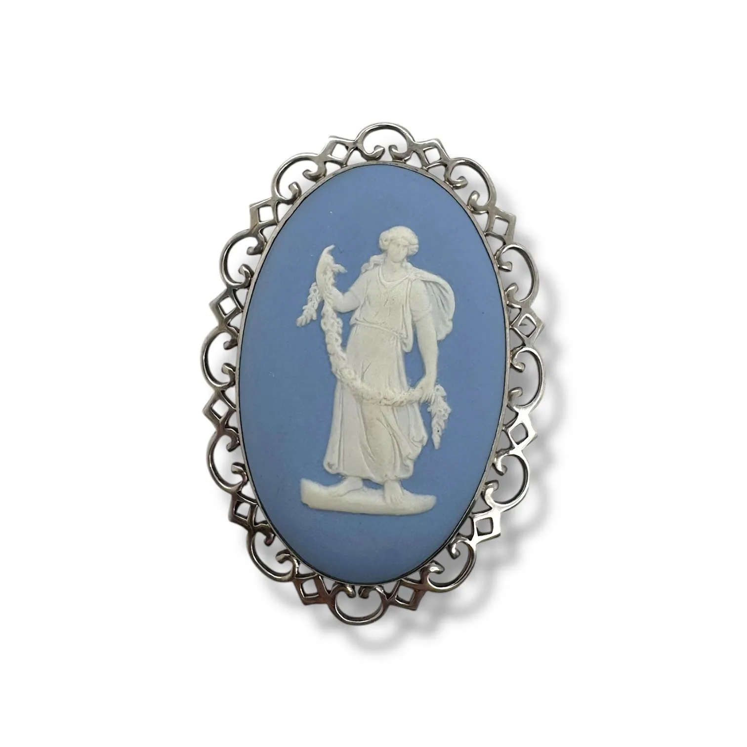 Estate Sterling Silver Wedgwood Brooch