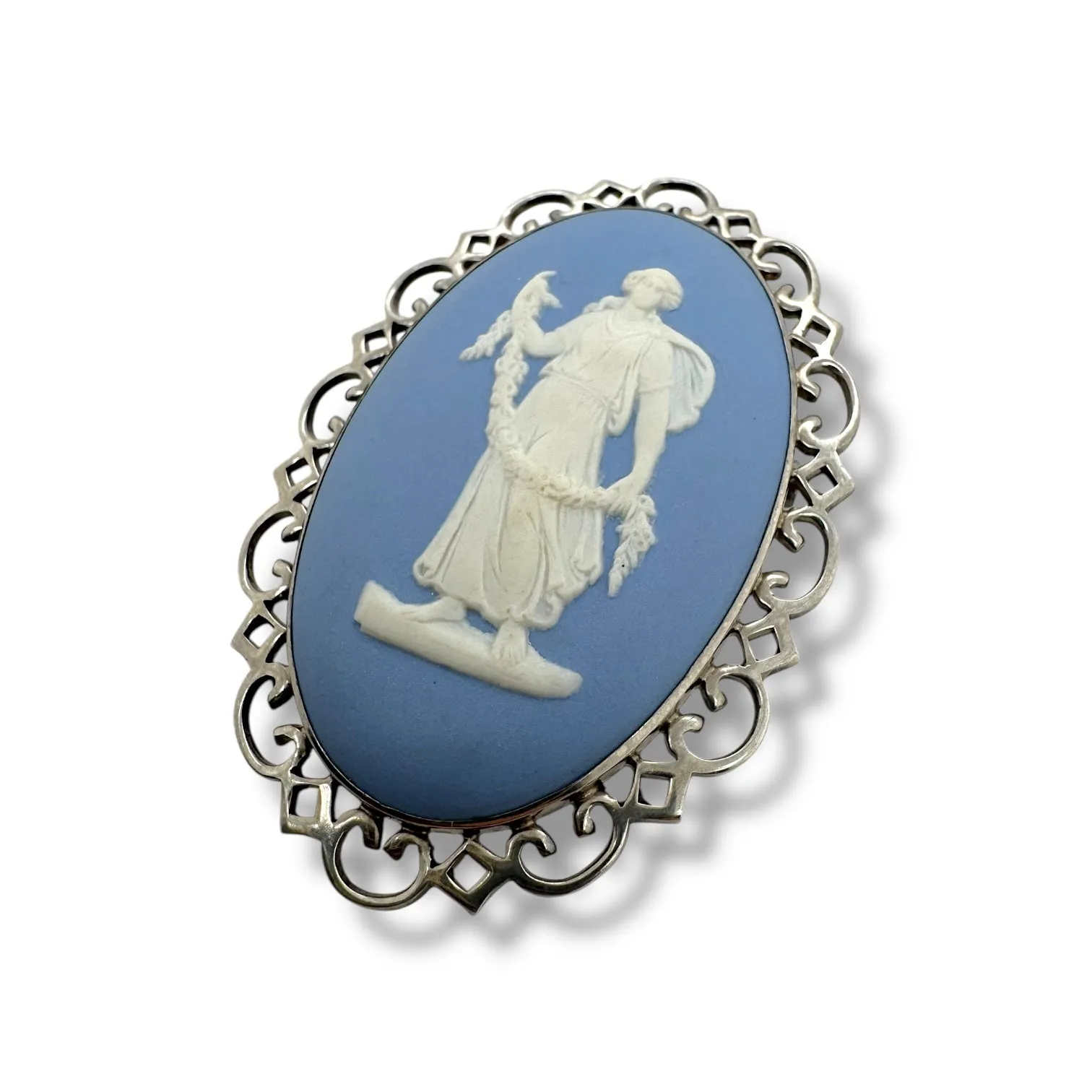 Estate Sterling Silver Wedgwood Brooch