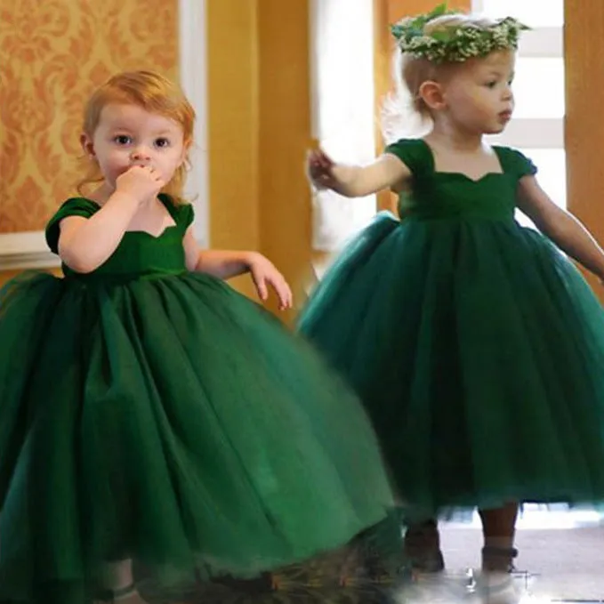 Fluffy Elegant Green Princess Dress