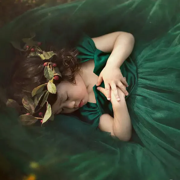 Fluffy Elegant Green Princess Dress