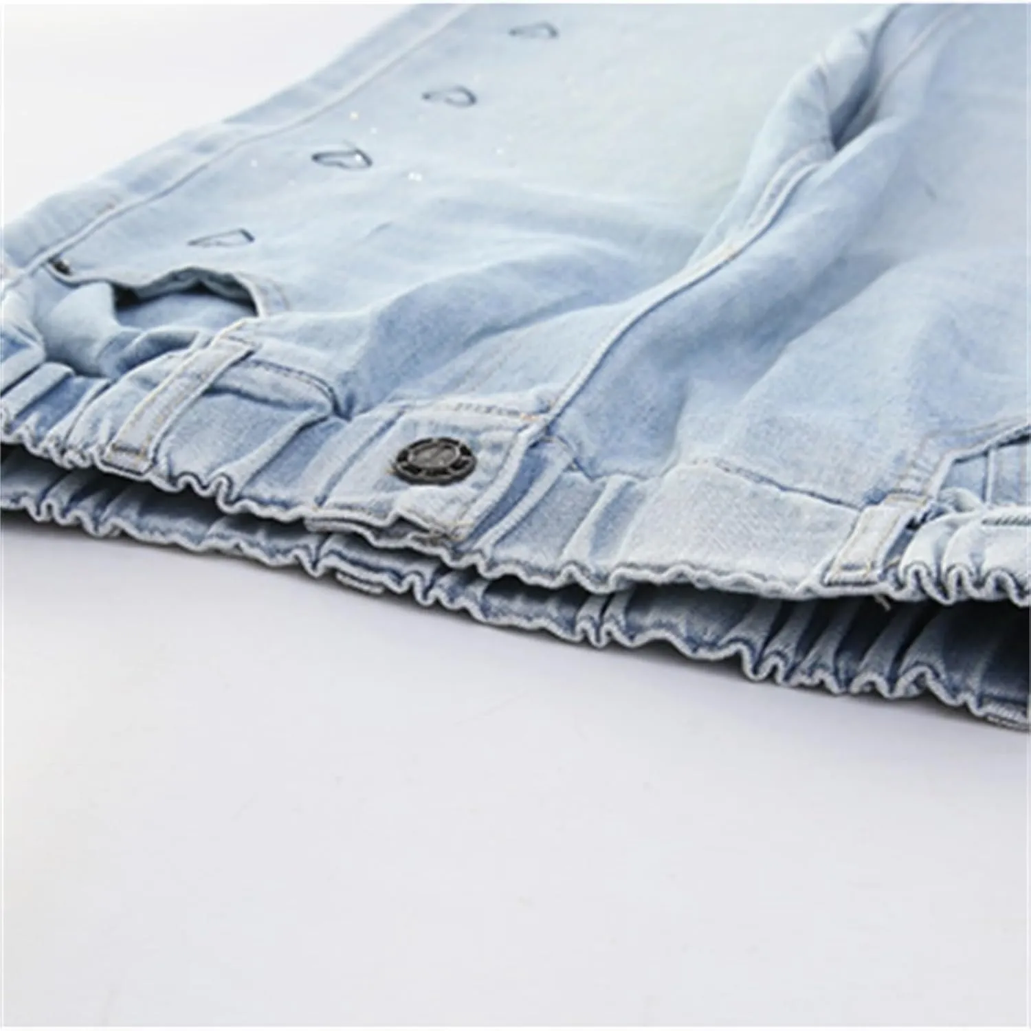 Girls Baggy Jeans Elastic High Waisted Heart Jeans Distressed Pants Straight Leg Jeans Casual Loose Denim Pants Y2K