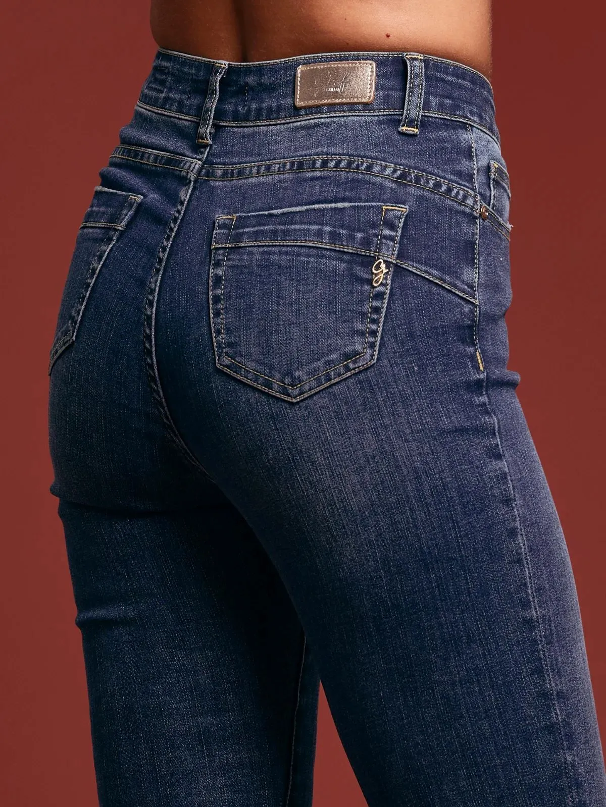 Griffai pantalone jeans da donna a palazzo con bottoni Flare DGP3262 denim