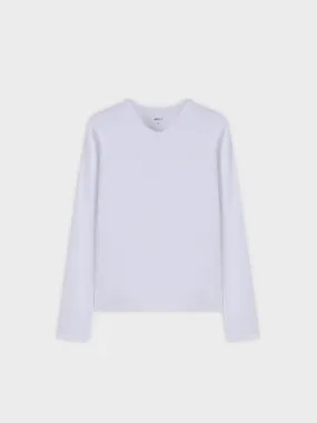 HIGH V RIBBED TEE - LS-WHITE