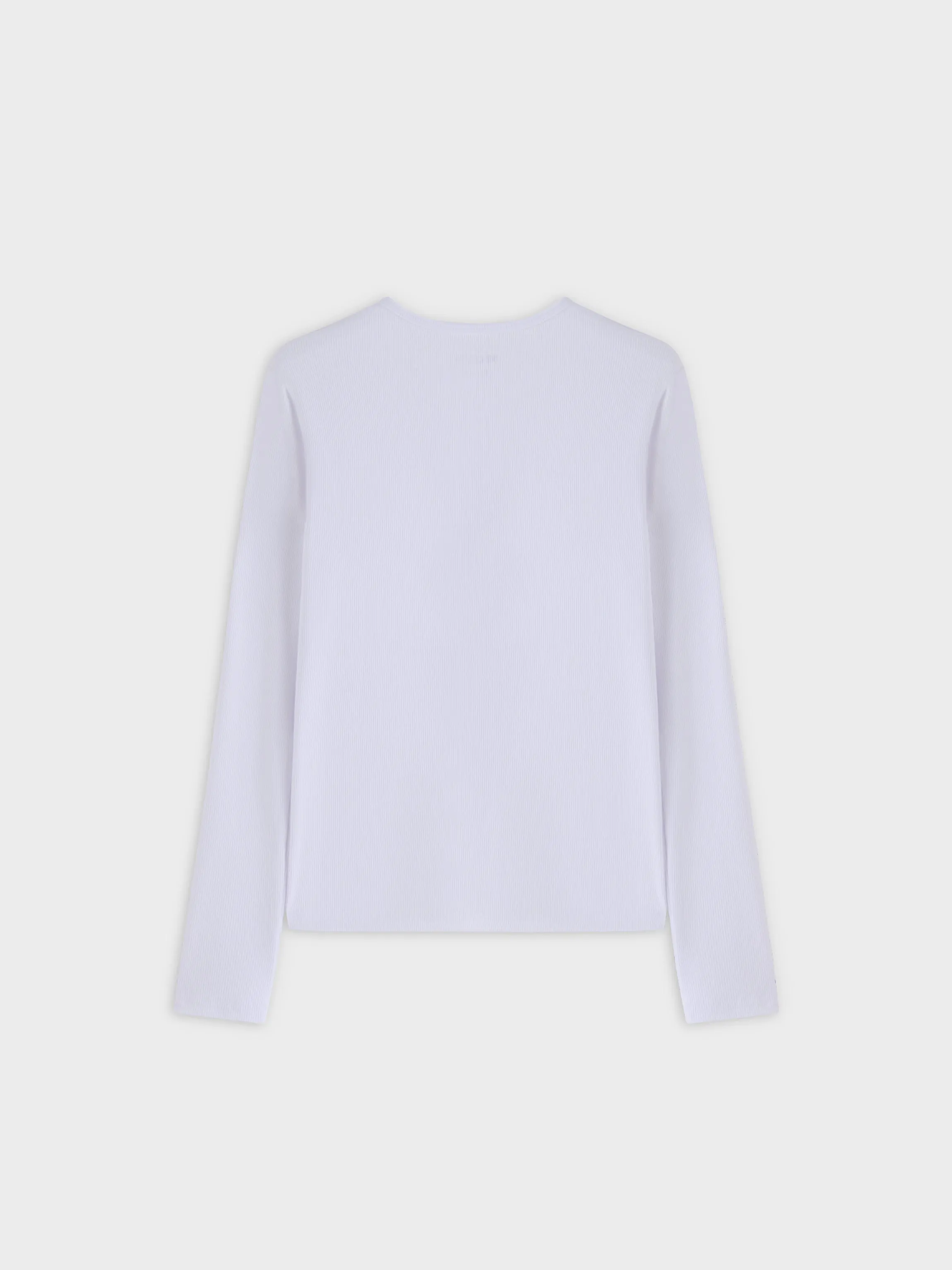 HIGH V RIBBED TEE - LS-WHITE