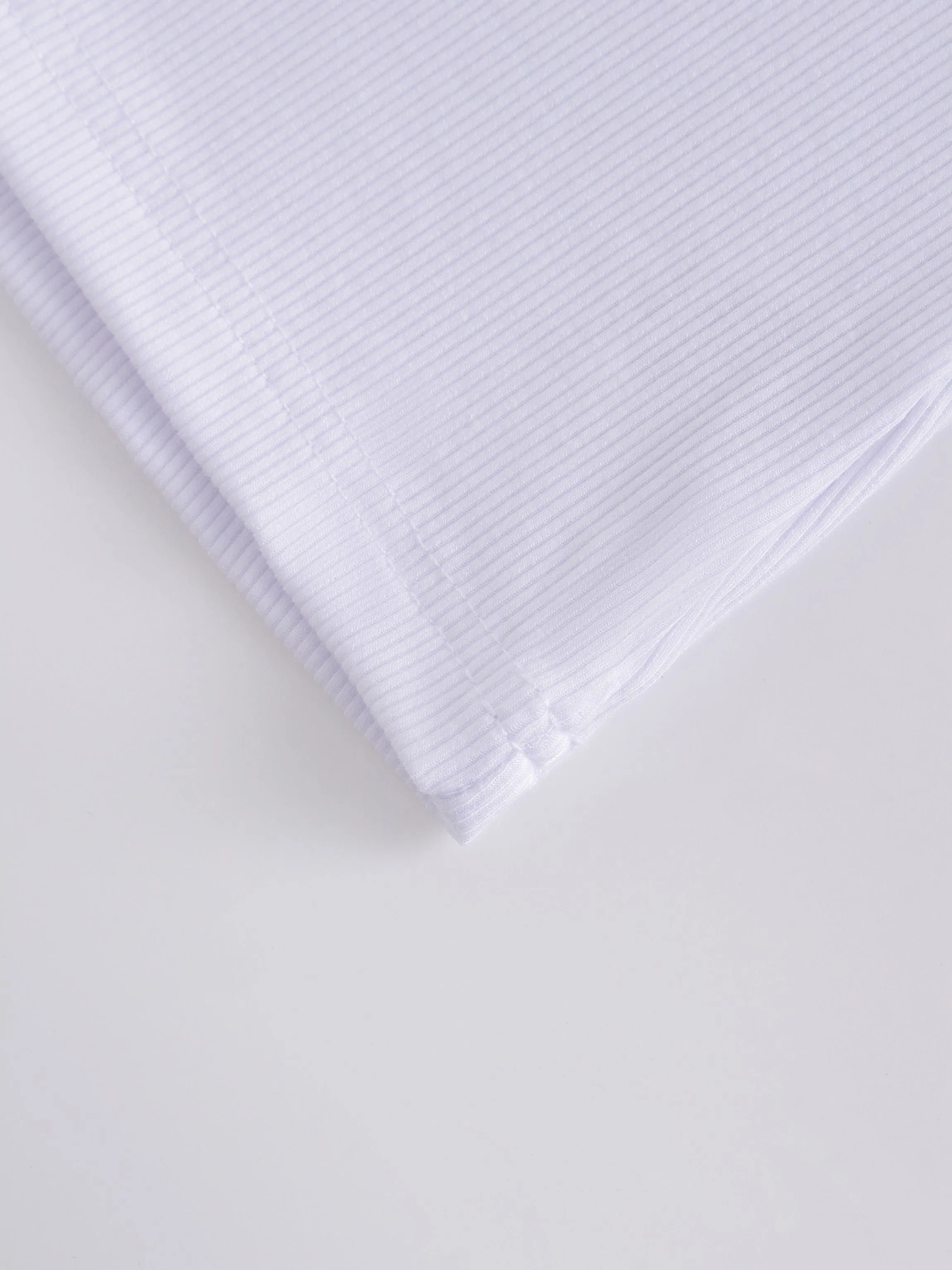 HIGH V RIBBED TEE - LS-WHITE