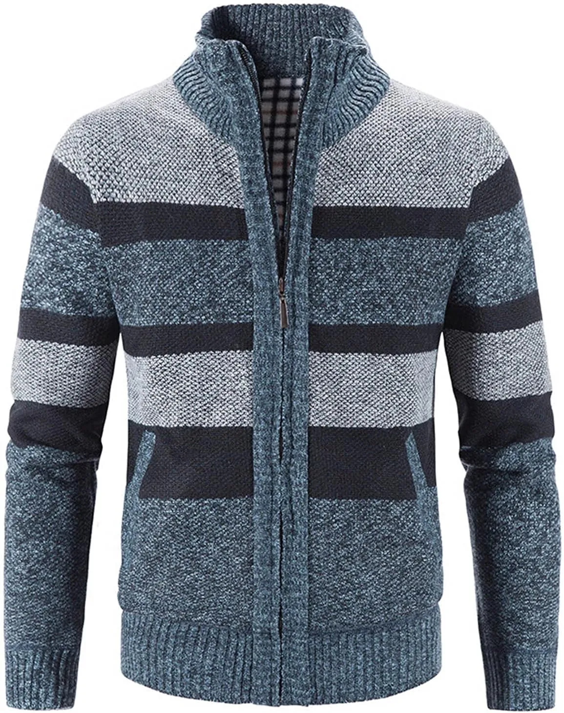 Hoodies for Men, Men's Soft Cardigan Sweater Knit Zip Up Outerwear Fall Winter Fitted Full Zip Thick Sweater