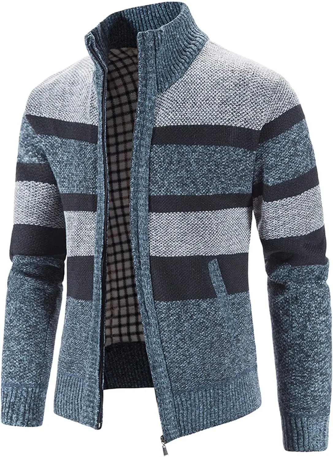 Hoodies for Men, Men's Soft Cardigan Sweater Knit Zip Up Outerwear Fall Winter Fitted Full Zip Thick Sweater