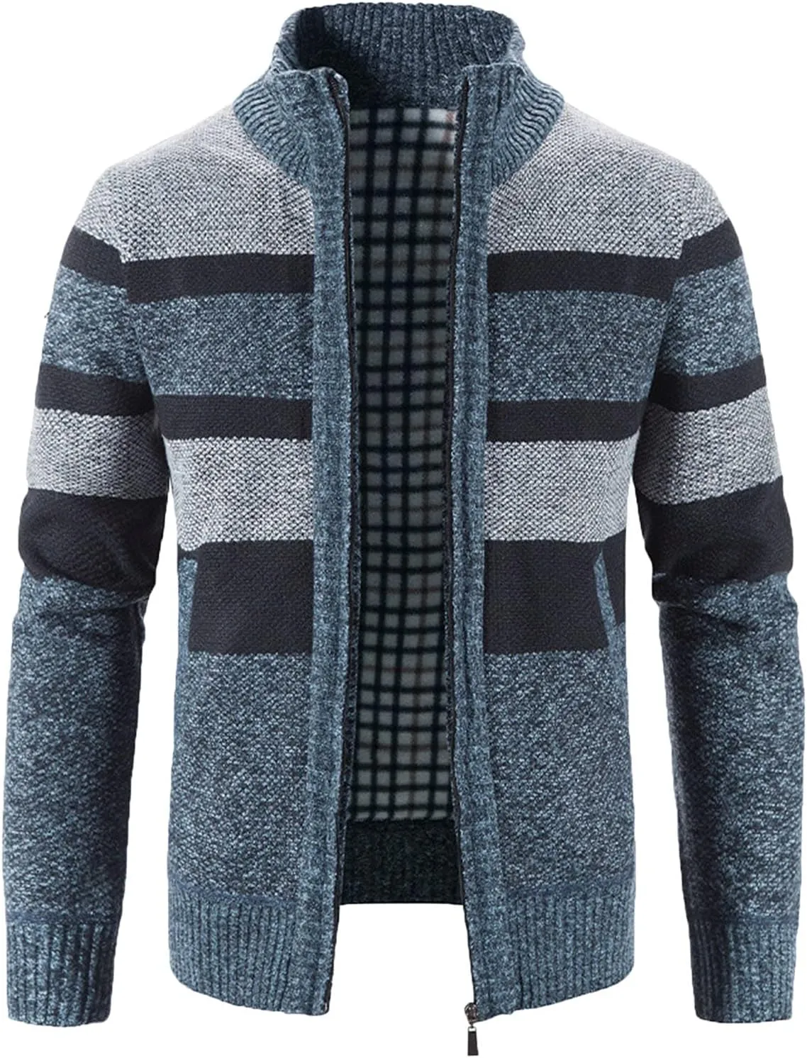 Hoodies for Men, Men's Soft Cardigan Sweater Knit Zip Up Outerwear Fall Winter Fitted Full Zip Thick Sweater