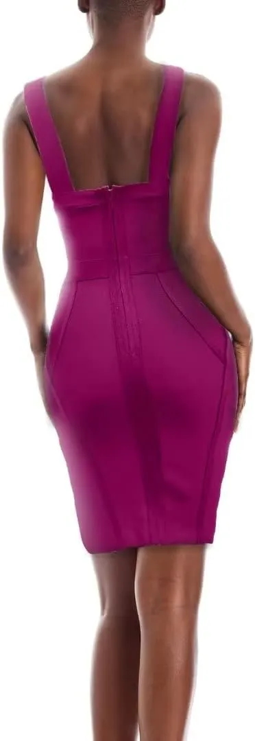 Hybrid & Company Womens Elegant Elastic Dress Chic Knee-Length Bandage Bodycon Party Dress