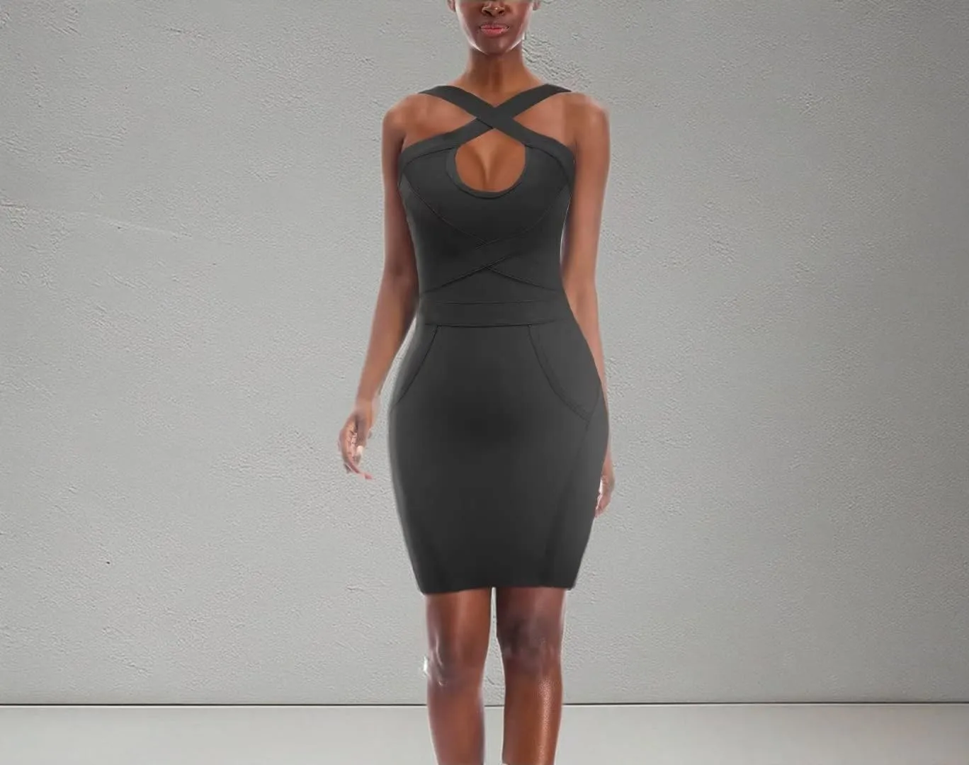 Hybrid & Company Womens Elegant Elastic Dress Chic Knee-Length Bandage Bodycon Party Dress