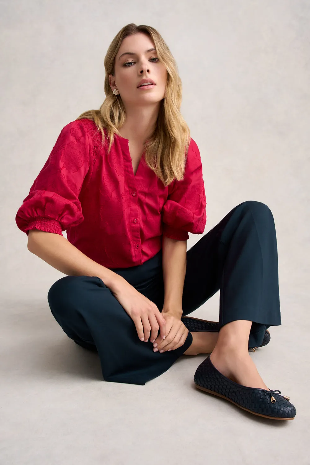 Jacquard Smocked Blouse