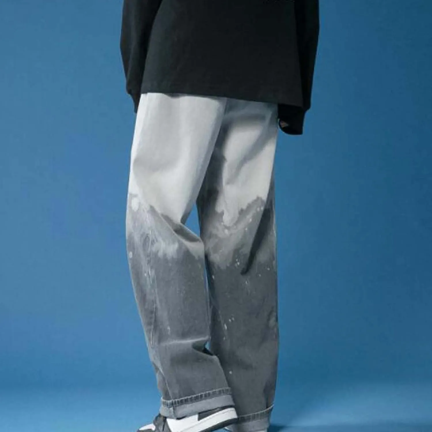 Jeans Fashionable Cool Tie Dye Jeans Print Casual Relaxed Fit Jeans Pants Men Basic Slim Fit Leisure Trousers Cargo Jeans