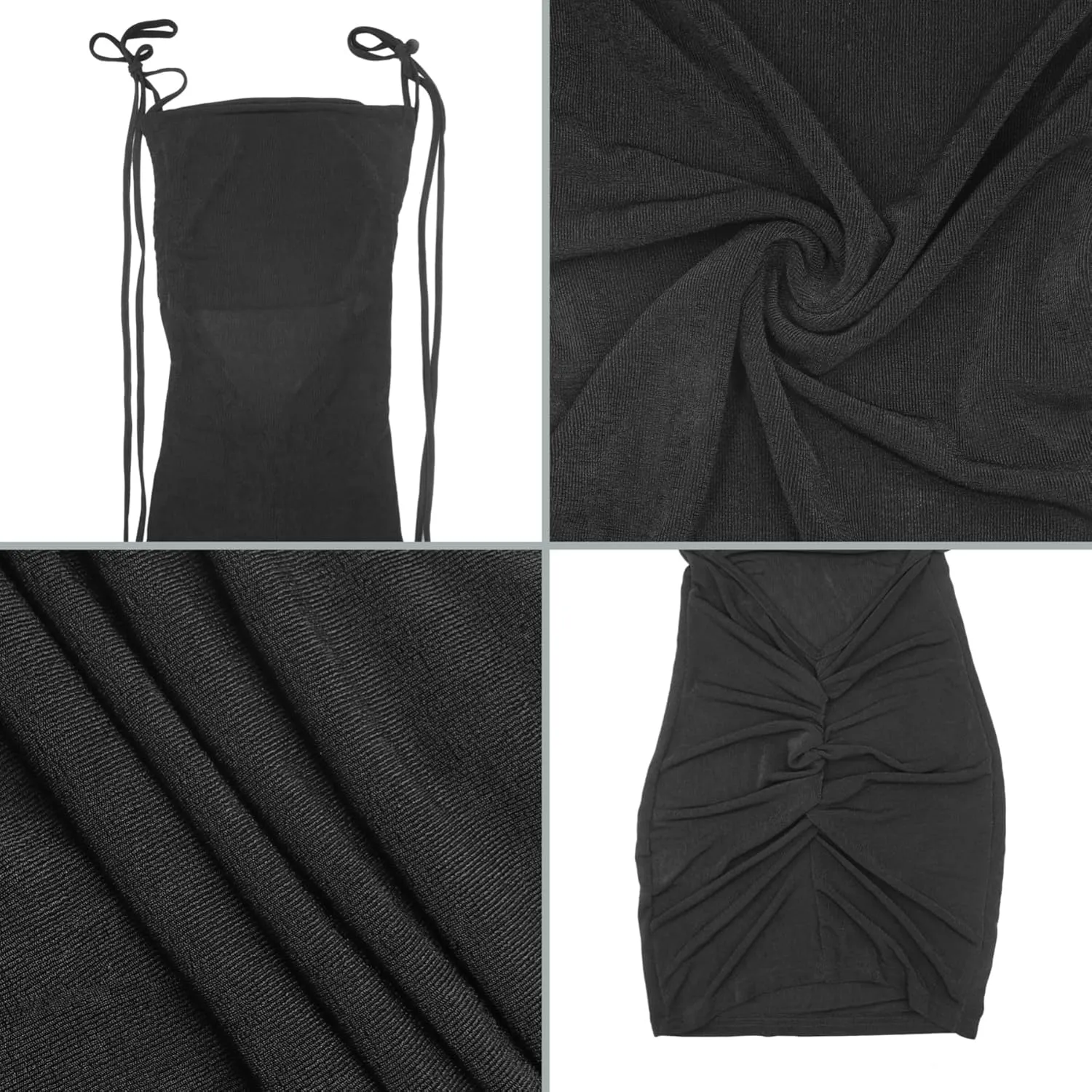 JUMISEE Women Sexy Backless Draped Mini Dress Elegant Sleeveless Spaghetti Strap Bodycon Evening Dress Club Party Dress