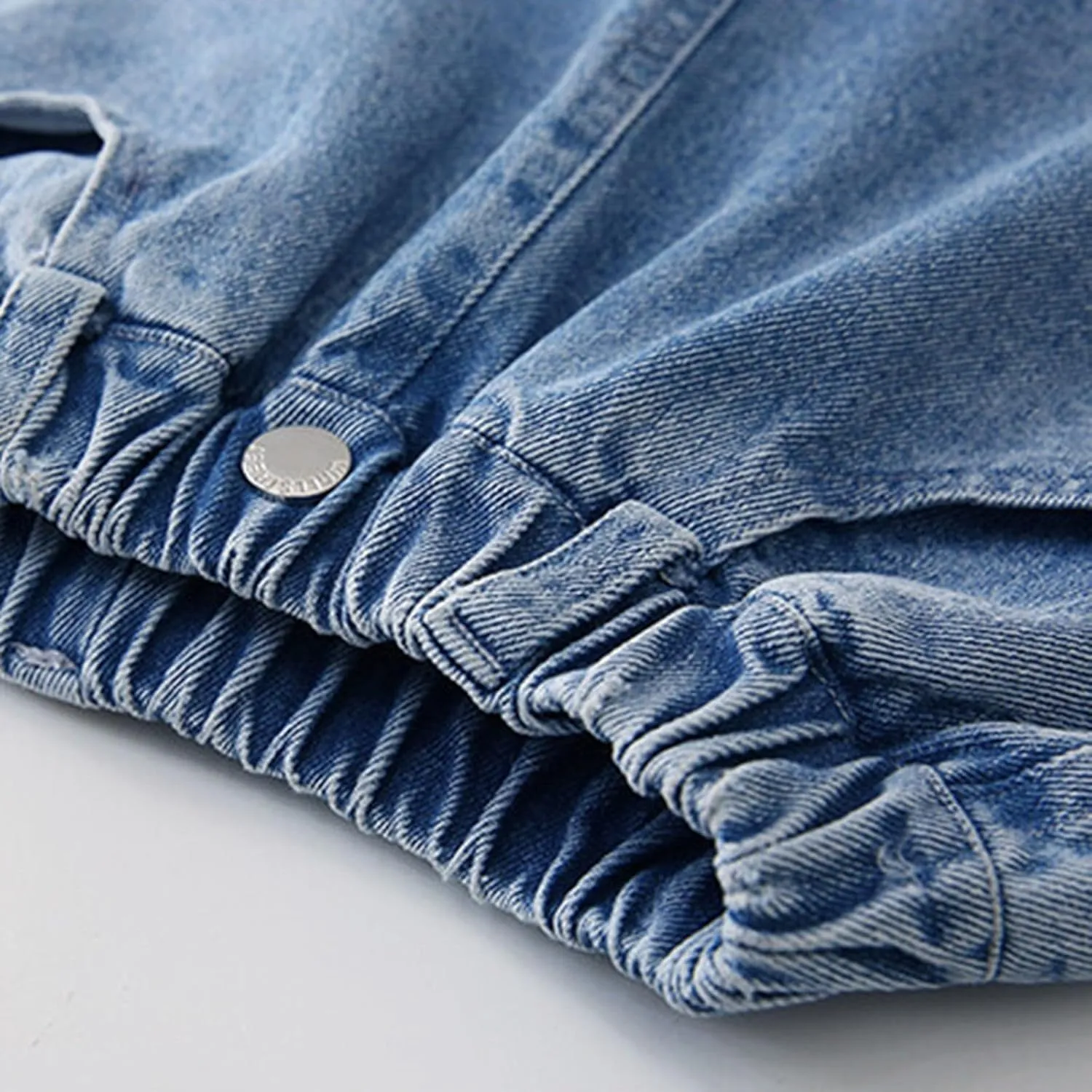 Kids Girls Jeans Elastic Waist Wide Leg Loose Pants Jeans Multiple Pockets Casual Trousers 4—14years