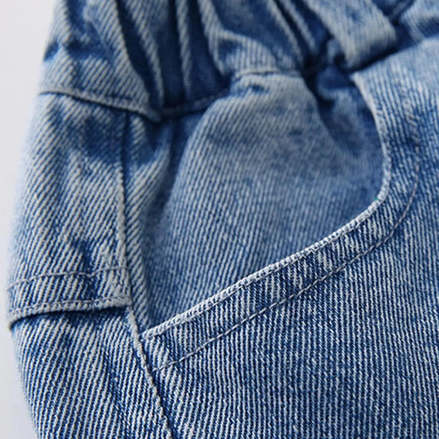 Kids Girls Jeans Elastic Waist Wide Leg Loose Pants Jeans Multiple Pockets Casual Trousers 4—14years