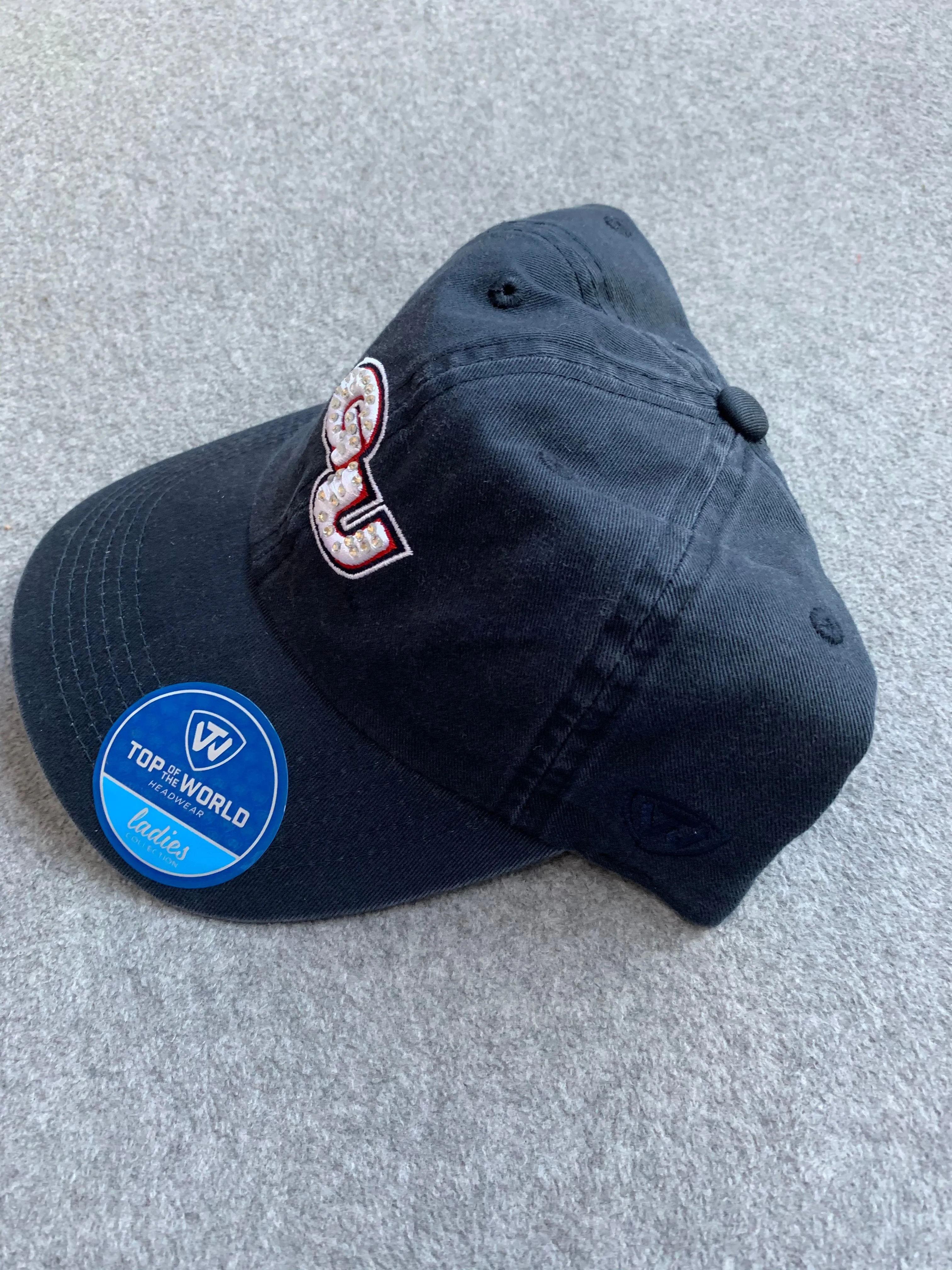 Ladies Navy Blue Jeweled GU Hat