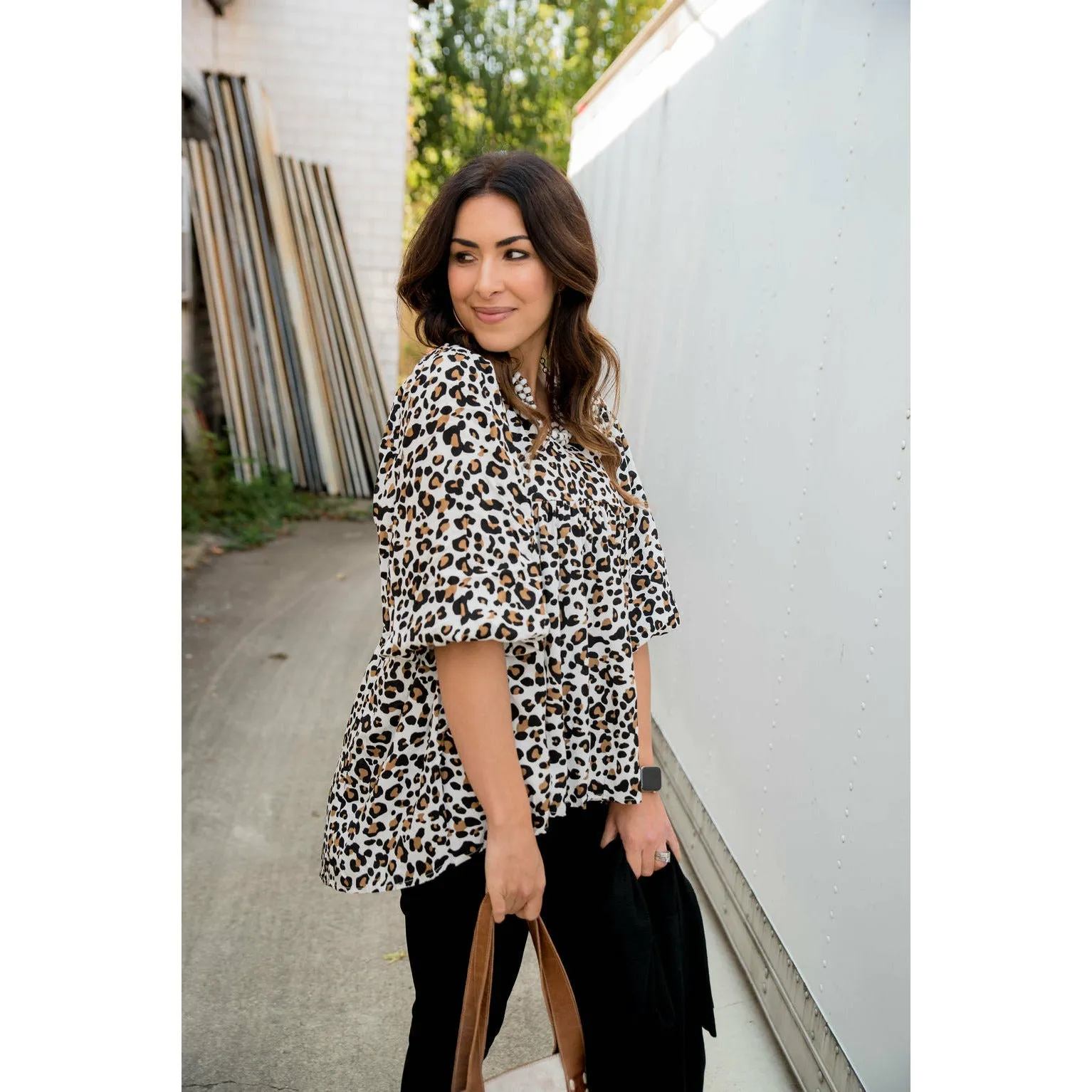 Leopard Bib Blouse