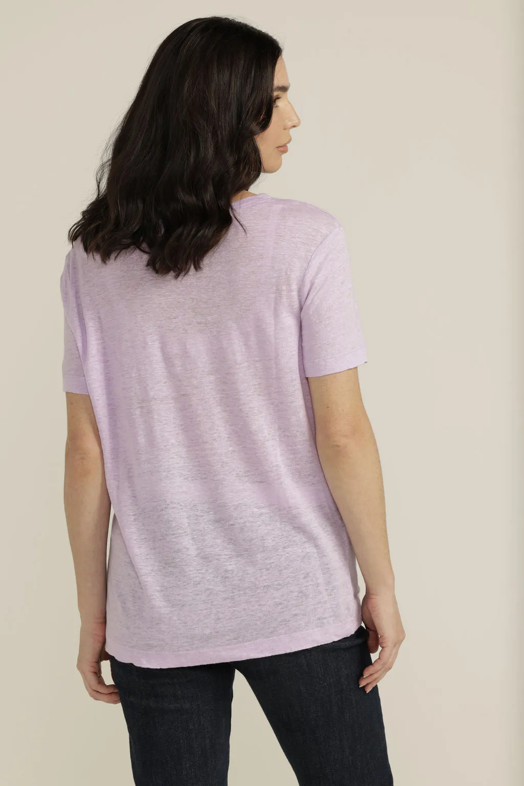 Linen V Neck Tee Lilac
